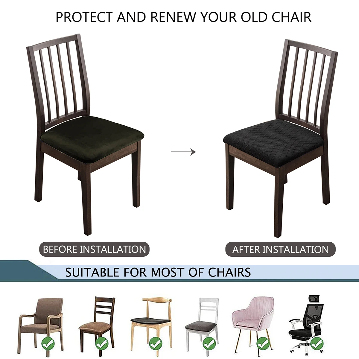 Lzyoehin водонепроницаемые чехлы для стульев жаккардовые цвет черный