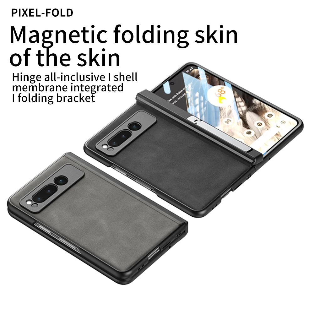 For Google Pixel Fold Case Magnetic Hinge Leather Shockproof 360 Full-Body Protector Kickstand Phone Cover For Pixel Fold Coque