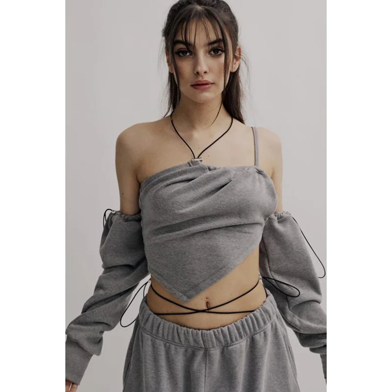 

Traf T-shirts Y2k Patchwork Crop Top Women 2022 Fashion Clothing Casual Streetwear Asymmetry Shirt Female Ropa Mujer