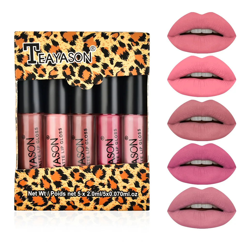 

5pcs Nude Matte Liquid Lipstick Set Sexy Red Velvet Lip Gloss Waterproof Long Lasting Makeup Lip Tint Cosmetic Beauty