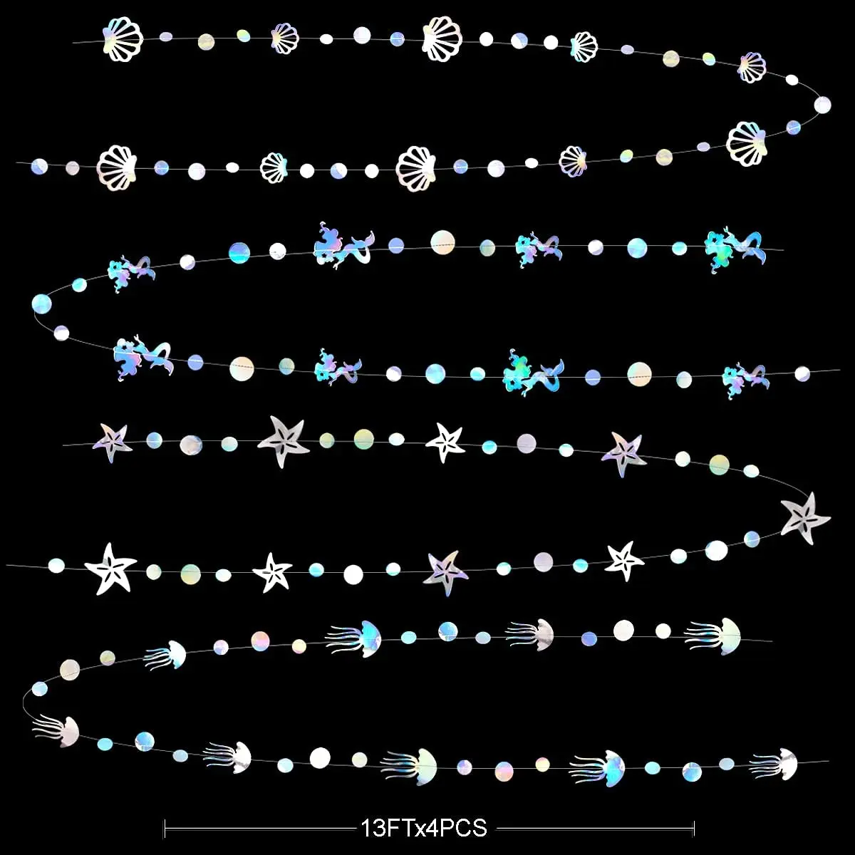 

Ocean Theme Party Mermaid Shell Pull Flower Pendant Birthday Wedding Party Decoration Supplie jellyfish Banner Hanging Flag