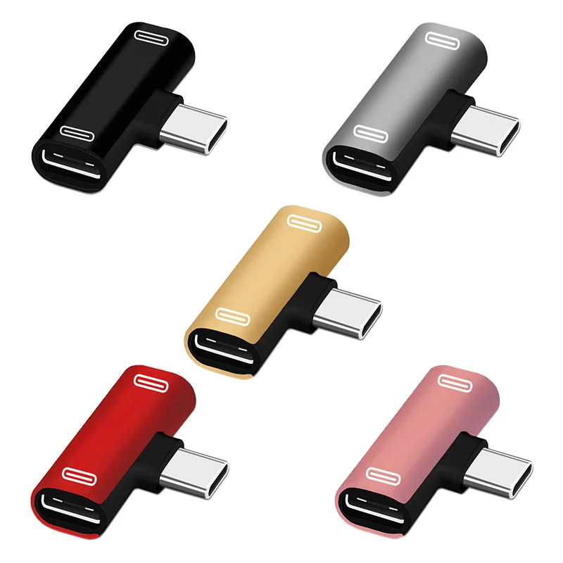 

2 in 1 USB C Splitter Type C Male to Dual Type C Female Headphone Charger Adapter Splitter Converter