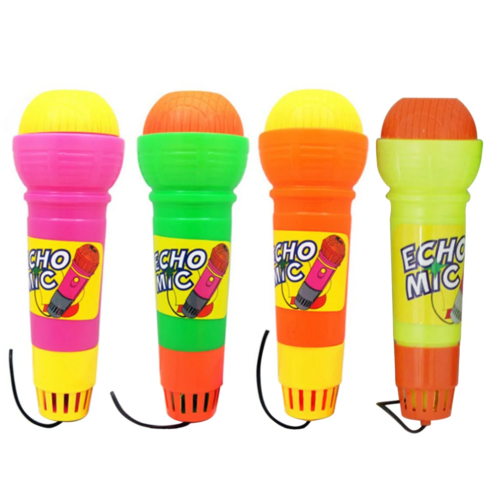 4pcs Echo Microphone Funny Portable Durable Multicolor Novelty Plastic Microphone Pretend Play Toys for Kids