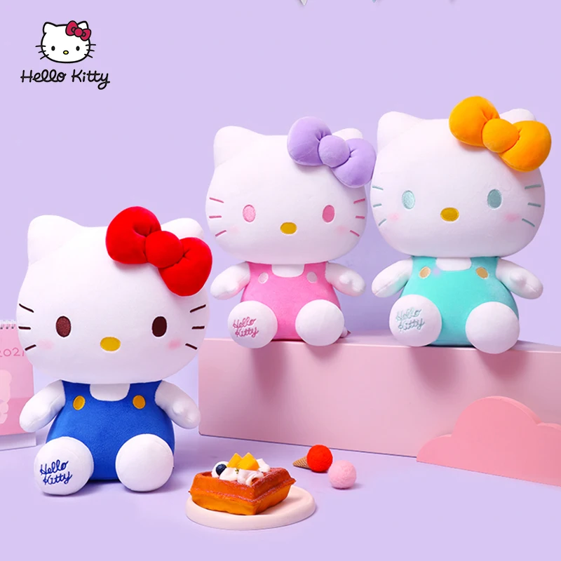 

Kawaii Hello Kitty настоящая плюшевая игрушка милая кукла девочка подарок Hello Kitty мультфильм милая плюшевая игрушка классический стиль подарок для детей