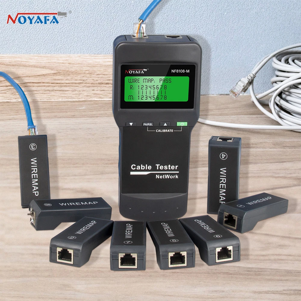 Noyafa Nf8108m Rede Digital Lan Cabo Tester Medidor Rj45 5e 6e Coaxial Cabo Rastreador Ferramenta Medida Comprimento do Cabo de Rede