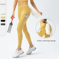 wmuncc 2022 summer baggy yoga pant women gym leggings high waist with pockets nylon spandex fitness sport tights slim gymwear