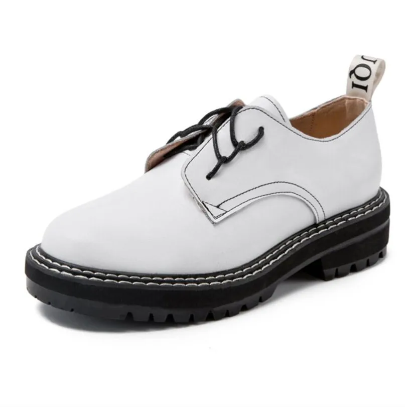 

Retro Women Shoes Genuine Leather 2021 New Spring British Style Student Shoes Wild Thick Large Size 35-43 Ladies Oxford Shoes