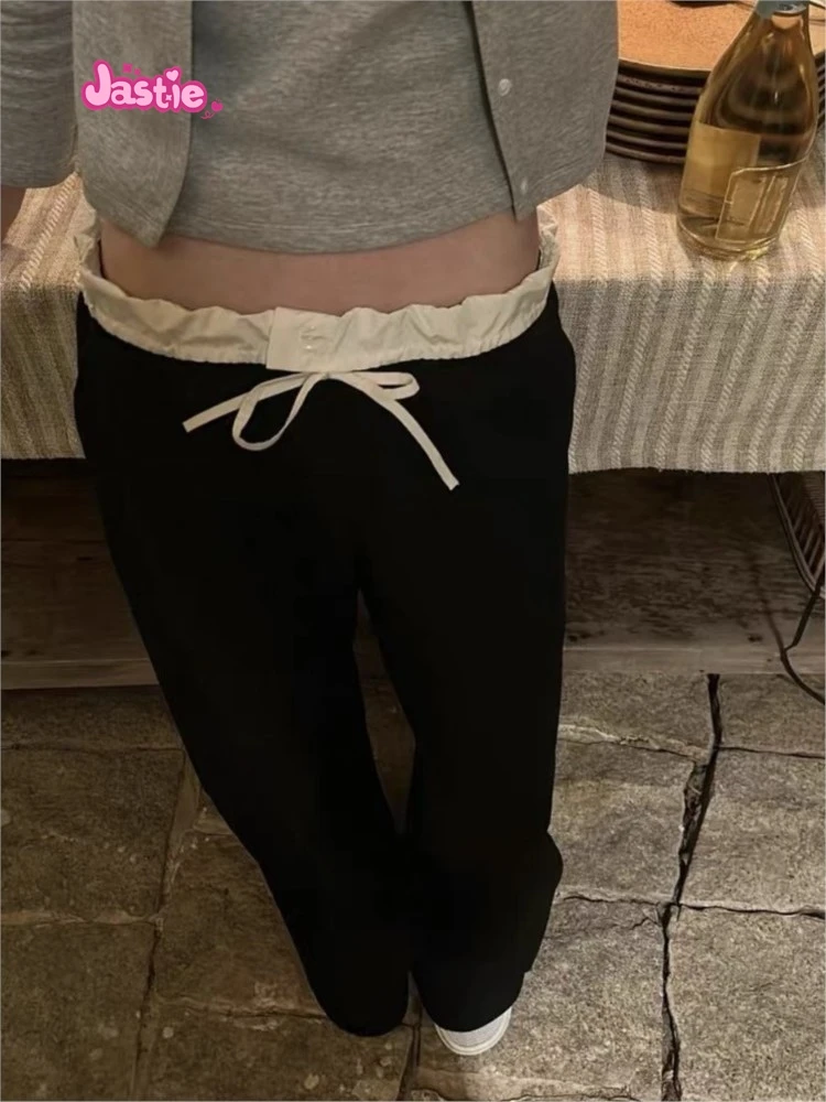 Женские спортивные брюки на шнуровке повседневные хлопковые составного кроя с