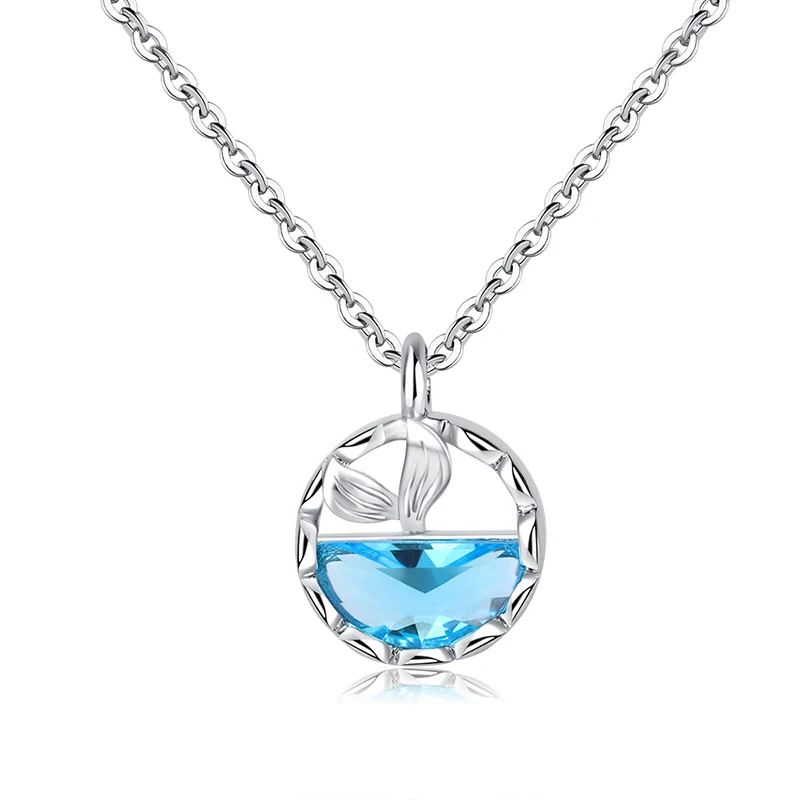 

Fashion Ocean Mermaid Tail Chains Necklaces Women Trendy Round Hollow Platinum Plated Pendant Necklaces For Girl Simple Jewelry