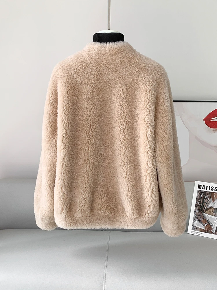 Новая флисовая меховая верхняя одежда Haining женское короткое пальто с v-образным