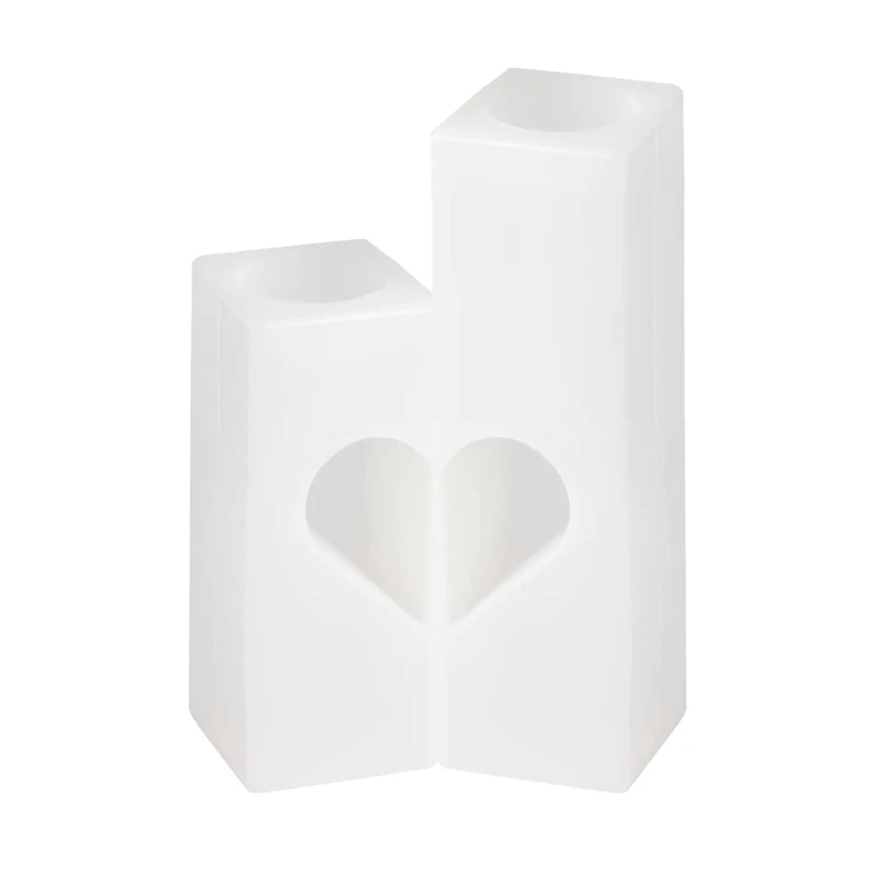 

2Pcs Resin Tealight Candle Holder Molds, 2 Sizes Heart Shape Candlestick Reisn Silicone Molds For Home Decor