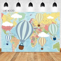 laeacco hot air balloon birthday photo backdrop travel and adventure baby shower kids birthday customized photography background