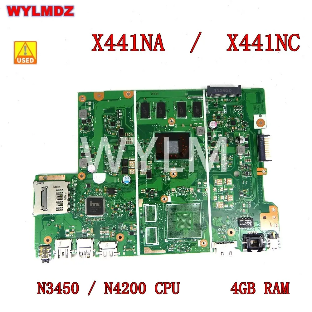 

Бывшая в употреблении материнская плата X441NA N3450 / N4200 CPU 4GB RAM для ноутбука Asus X441N X441NA X441NC F441N материнская плата 100% протестирована