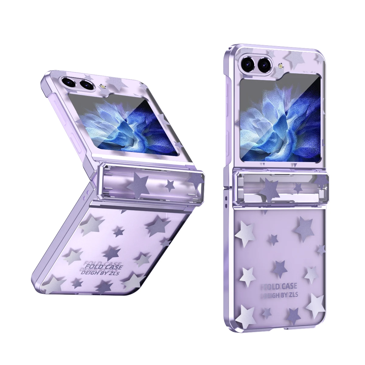 

For Samsung Galaxy Z Flip 5 4 3 Case Star Transparent Electroplating Folding Hinge Shockproof Protection Hard Cover Accessories
