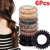 6pcsset rubber hair bands for women hair accessories girl phone cord spiral hair ties gum cute elastic hair rings rope band