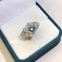 dazzling moissanite ring for party 1ct 6 5mm green moissanite silver ring 925 silver green moissanite jewelry