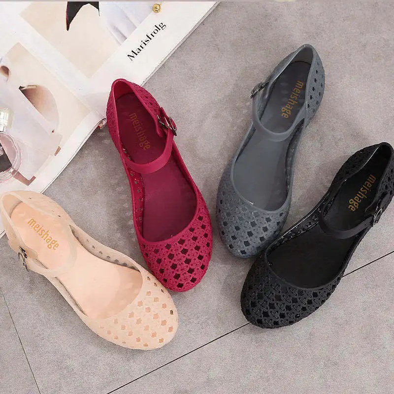 

Red Summer Shoes Women Mery Janse Plastic Jelly Sandals Soft Comfortable Casual Beach Sandas 2022 New Lady Footwear