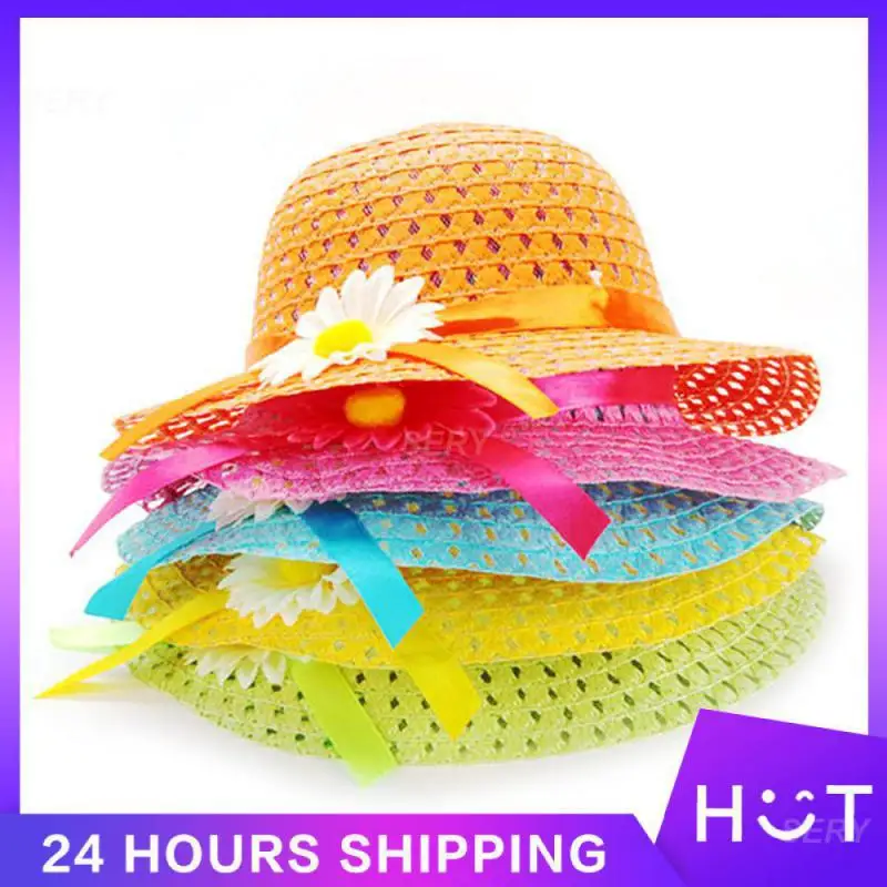 Соломенная шляпа для детей удобная Защита от солнца пляжа модный прочный козырек