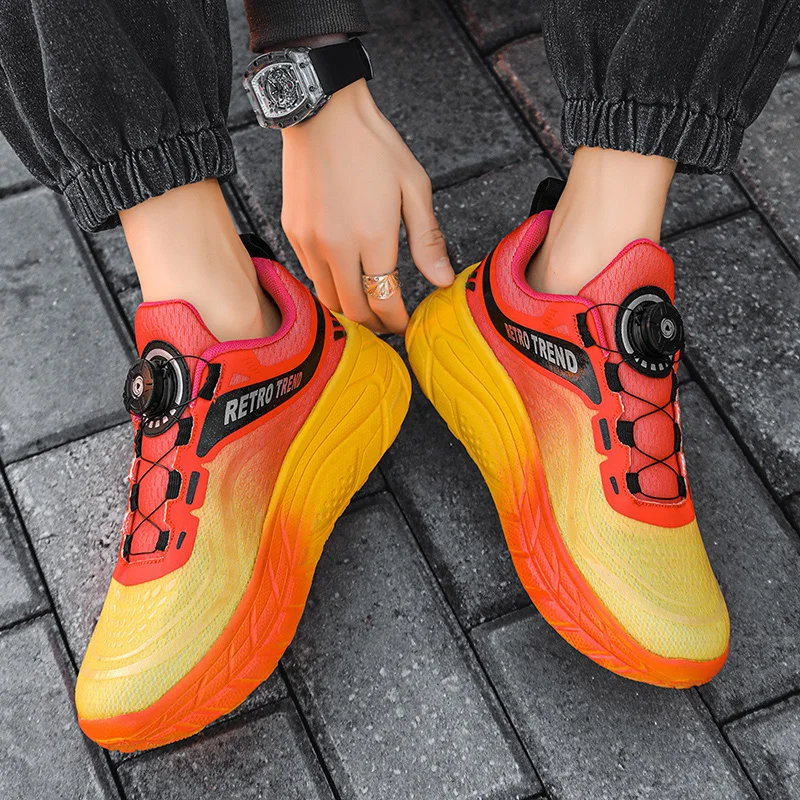 Hot Sales Men Free Running Shoes Men Rotating Button Sports Jogging Shoes Women New Unisex Athletic Training Shoes Male Footwear