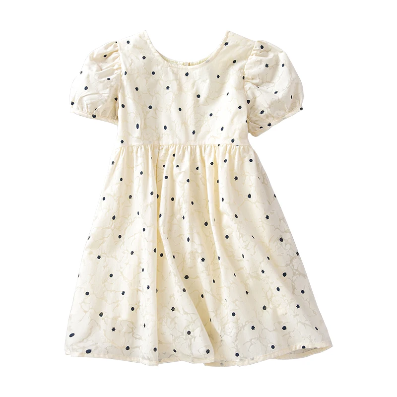 

2022 New Teenage Girls Cute Dot Dress Fashion Kids Cotton Clothing Children Elegant Retro Dresses, #6796