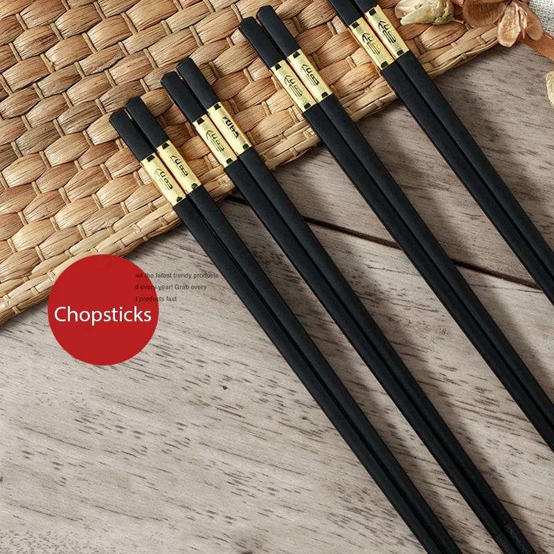 

Chopsticks Japanese Non-slip Food Stick Food Grade Plastic + Alloy Clip Sushi Hot Pot Chopsticks Reusable Tableware Gift