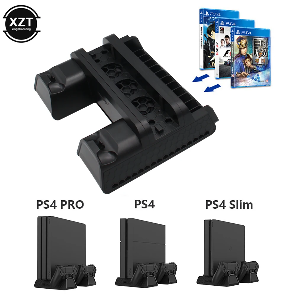 

For PS4/PS4 Slim/PS4 PRO Vertical Stand with Cooling Fan Dual Controller Charger Charging Station for SONY Playstation 4 Cooler