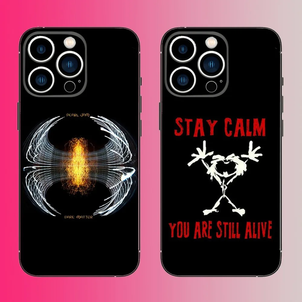 P-Pearl Jam Rock Band Phone Case For iPhone 16 15 14 13 12 11 Pro Max Plus Mini X XS XR 8 7 6 S SE Soft Black