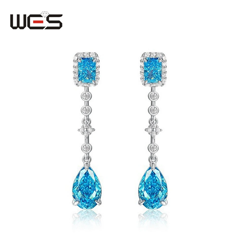 

WES 925 Sterling SilverEarrings for Women High Carbon Party Wedding Engagement Birthday Gift Fine Jewelry Anniversary