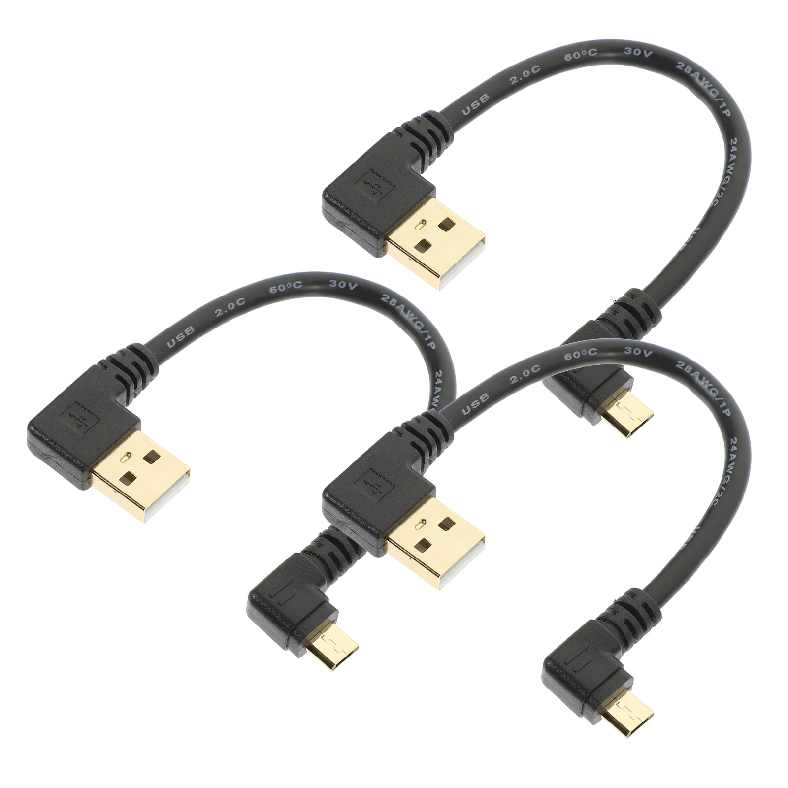 

3pcs Right Angle Micro USB Cable Micro C Charging Cable For Data Transfer