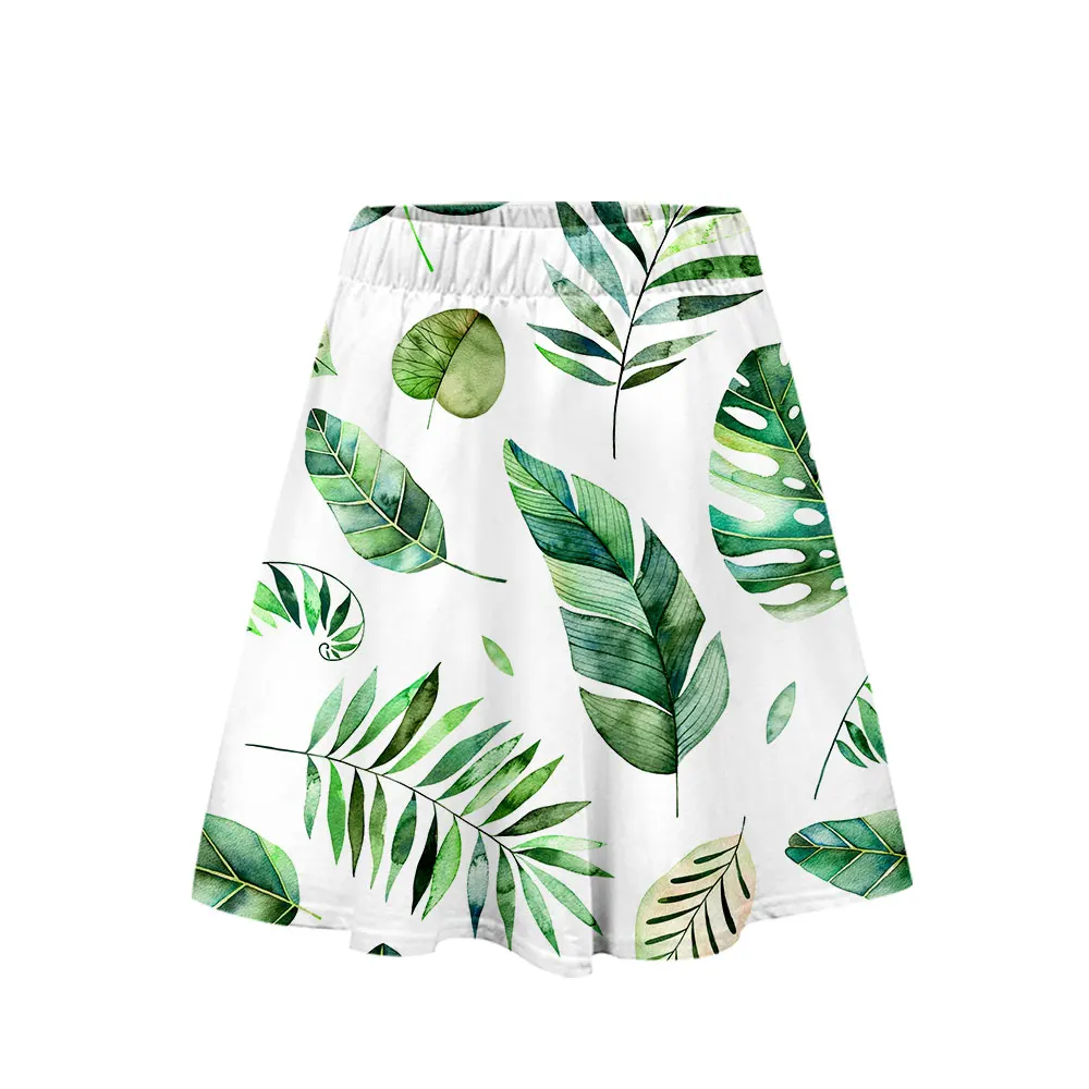 Lianshuo 2022 Summer New Women's Clothing Dresses Party Rainforest Leaves Print Elegant Street Girl Thin Fashion Short Skirts