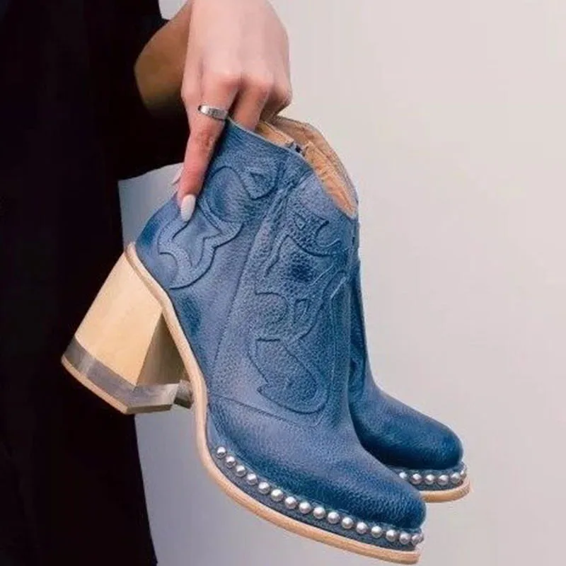 Women's Shoes Leather Platform 2023 British Embroidered  New Fashion Neutral Elegant Novelty Solid Colors Pointed Boot Female