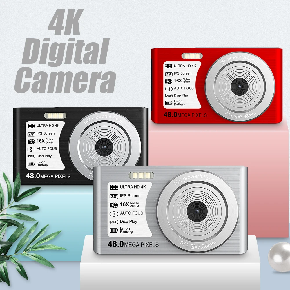 

Mini Digital Camera 48MP 4K 16X Zoom Auto-focus Webcam 32GB Extended Memory Anti-shaking Built-in Fill Light Entry-level Camera