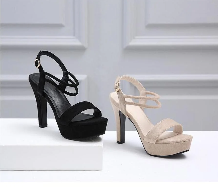 Gladiator Buckle Strap Sandals Shoes Women Sandals Pumps Thin heels Club Party Sandals Pumps Classics Black size 35-40