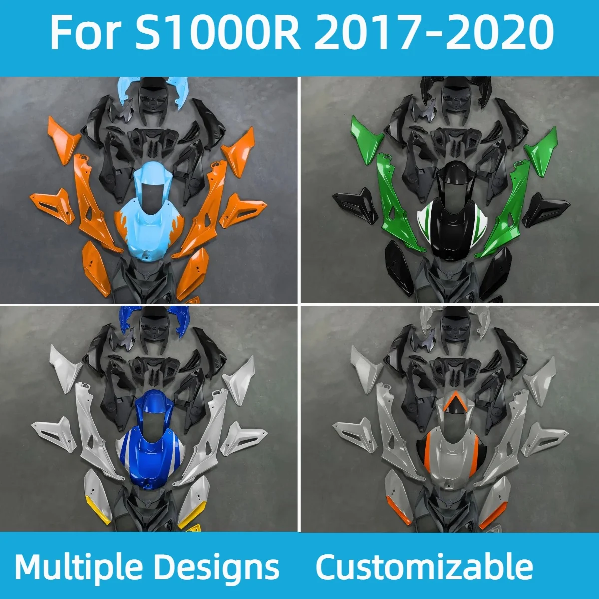 Фото Для BMW S 1000R 2017-2020: Комплект обтекателей из ABS-пластика, накладки на кузов, обвесы S1000R 17-20, неоригинальный комплект обтекателей для мотоцикла №1