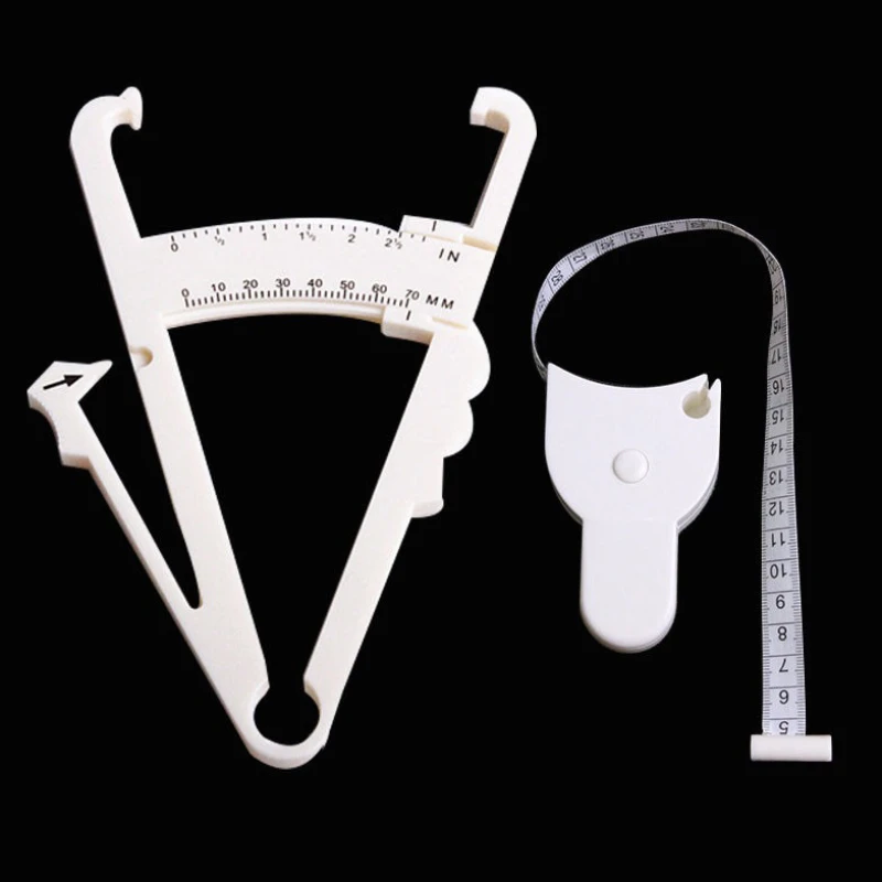 

2Pcs/Set White PVC Body Fat Caliper Measure Tape Tester Fitness For Lose Weight For Body Building Portable Fitness Equipmnet