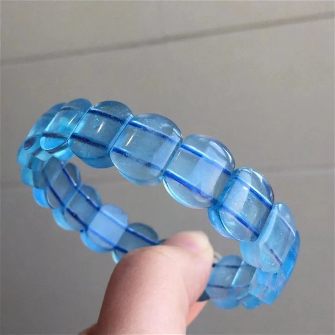 

Натуральный Синий Аквамариновый браслет, ювелирные изделия для женщин, мужчин, богатый подарок любви, кристаллы 13 х10 мм, бусины, каменные ни...