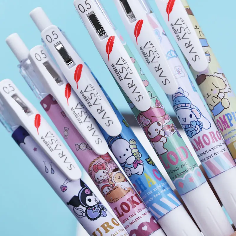 

6PCS Kawaii Sanrioed Anime Cartoon series My melody Kuromi Pudding dog Pachacco Cute two-dimensional student pen gel pen