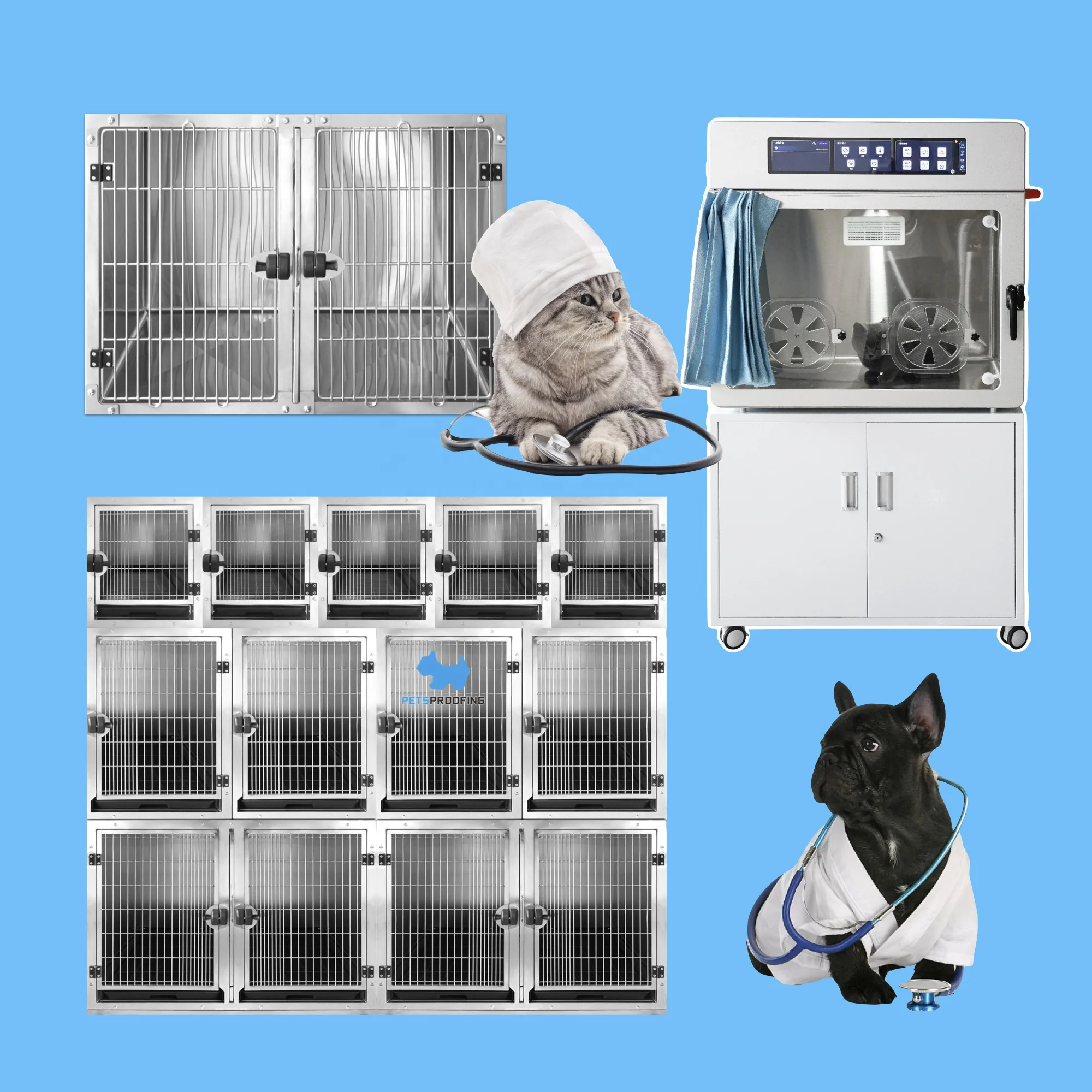 Встановіть сверхмощную многофункциональную клетку для собак из нержавеющей