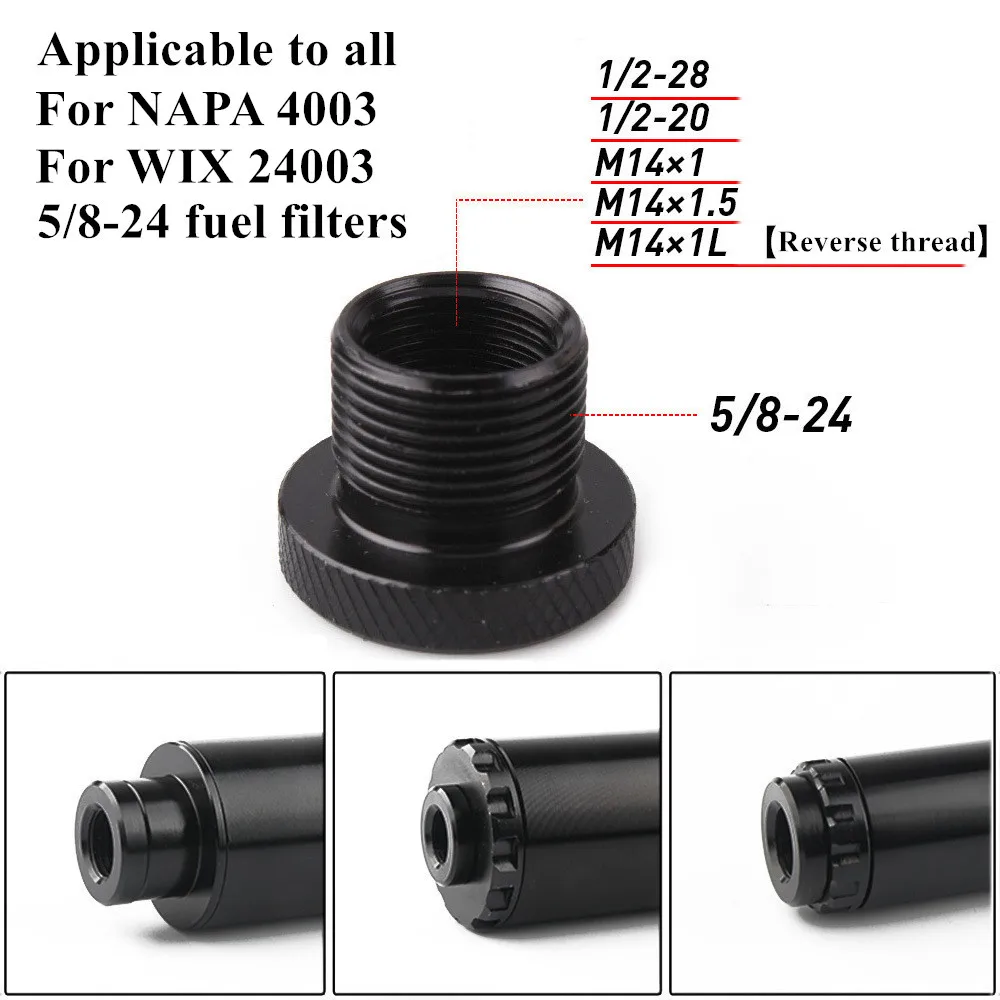 

Conversion Connector Applicable for All NAPA 4003 WIX 24003 5/8-24 Fuel Filter 5/8-24 To 1/2-20 1/2-28 M14x1 M14x1.5 M14x1L