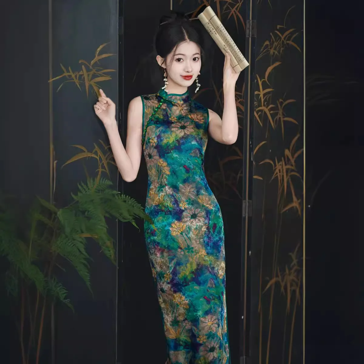 Новинка 2024 платье Чонсам без рукавов для молодых девушек Ретро стиль старое