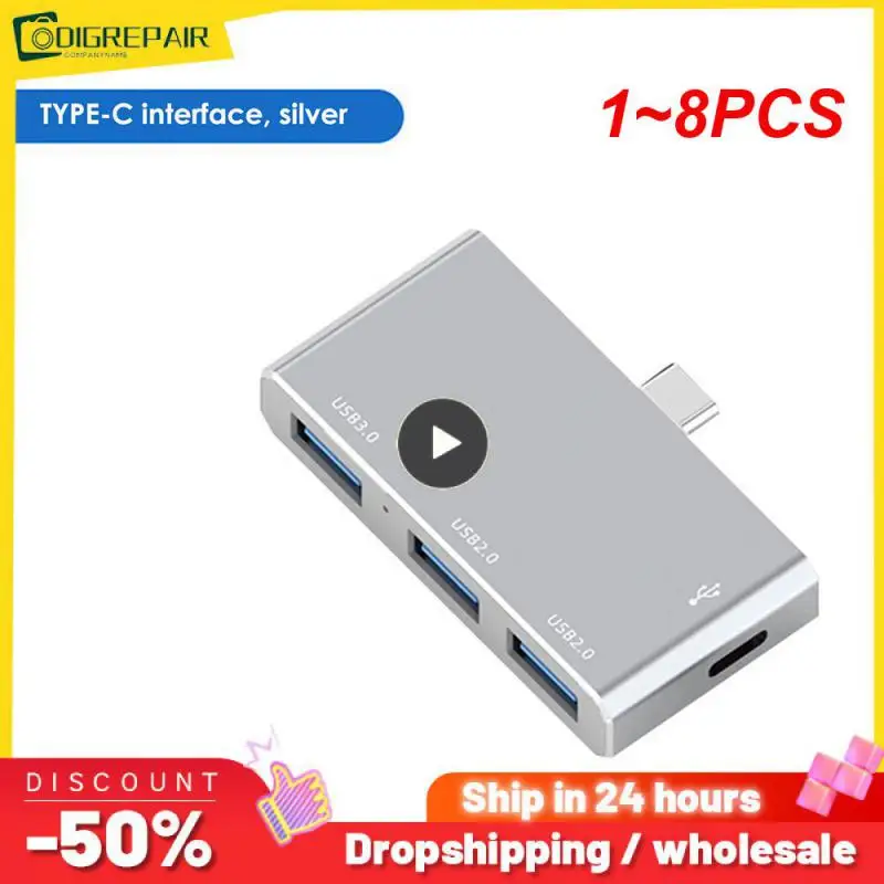 

1~8PCS USB 3.0 Type C Hub 4 In 1 Multi -port Docking Station Splitter Mini Zinc Alloy USB 3.0 Hub High Speed Adapter For PC