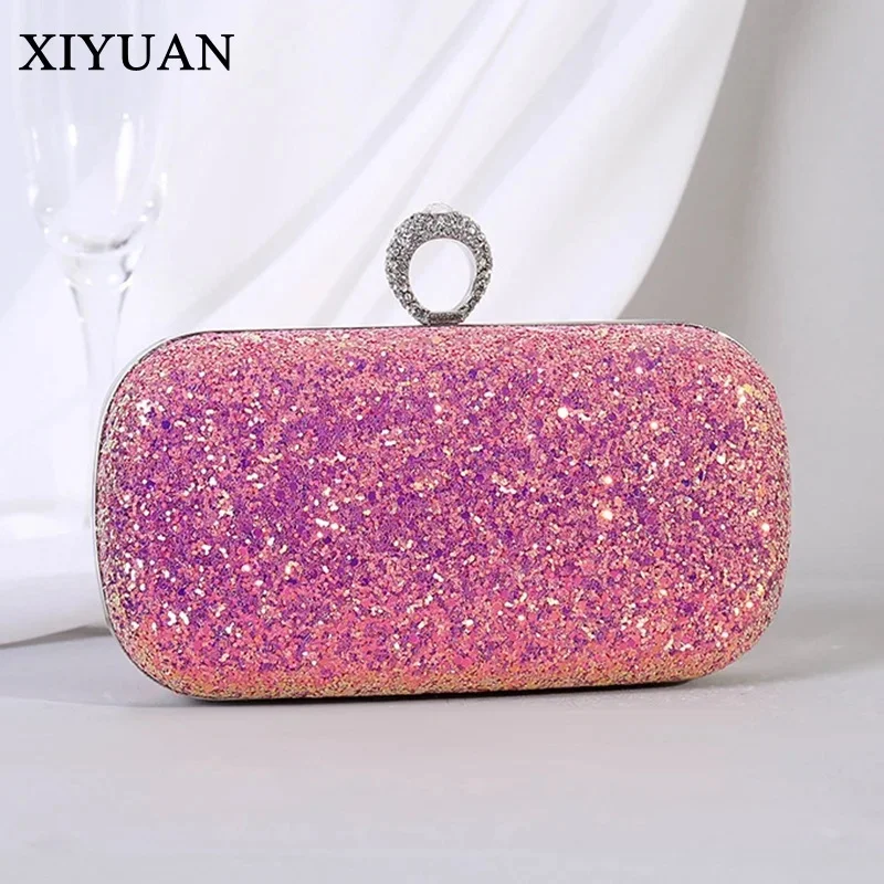 

Pink Rhinestones Clutch Purse Women Bling Sequins Evening Bag Fashion Handbags Designer Party Bag Luxury Bags For Female