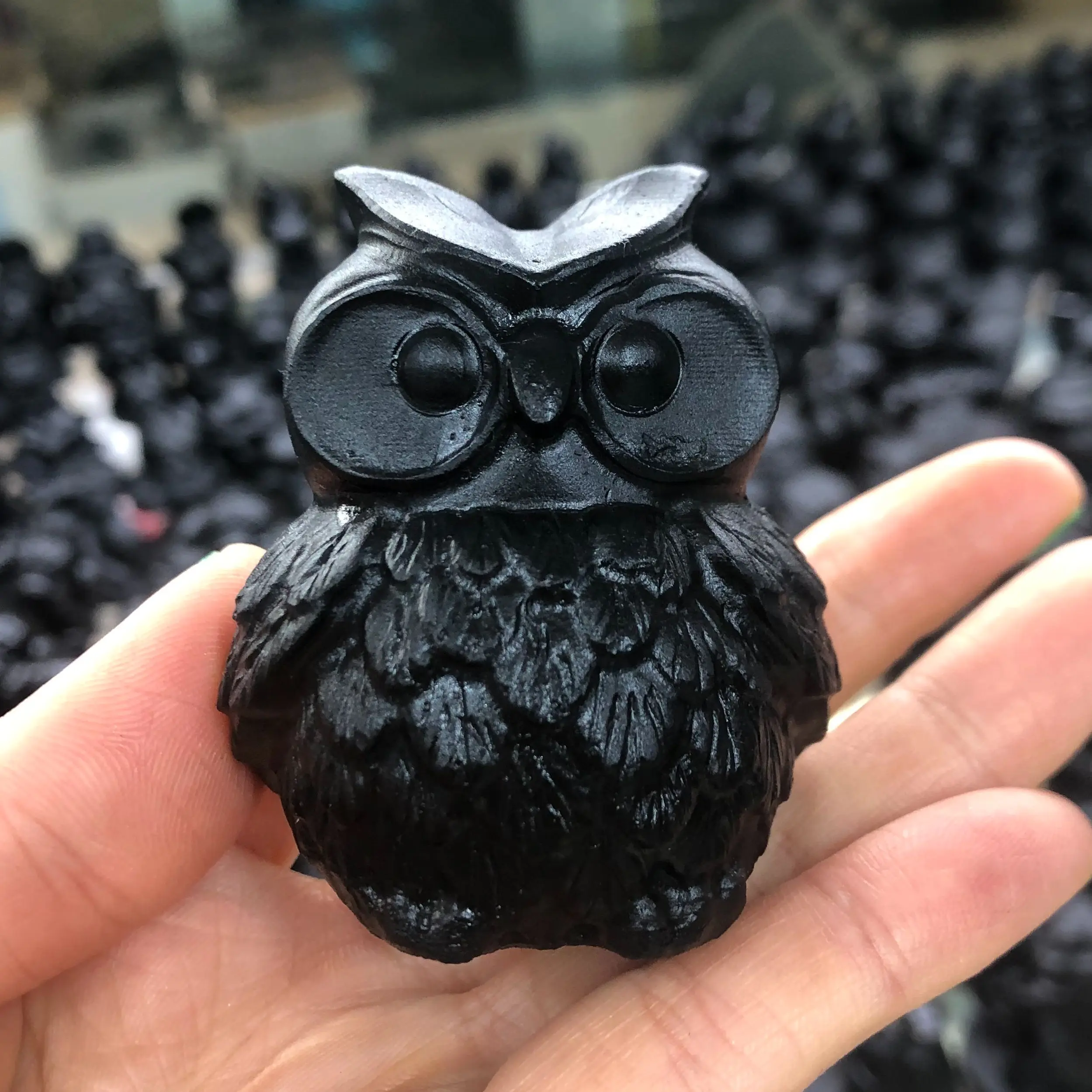 

6CM Natural obsidian Owl Figurines Miniatures handmade Mini Animal Statue Healing crystal stone home decoration accessories