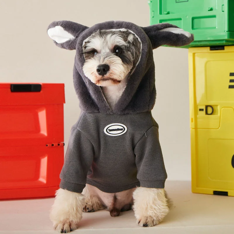 

2022 New Pet Dog Clothes Fashion Rabbit Ear Dog Hoodie Winter Warm Pet Coat French Bulldog Schnauzer Chihuahua Puppy Clothing