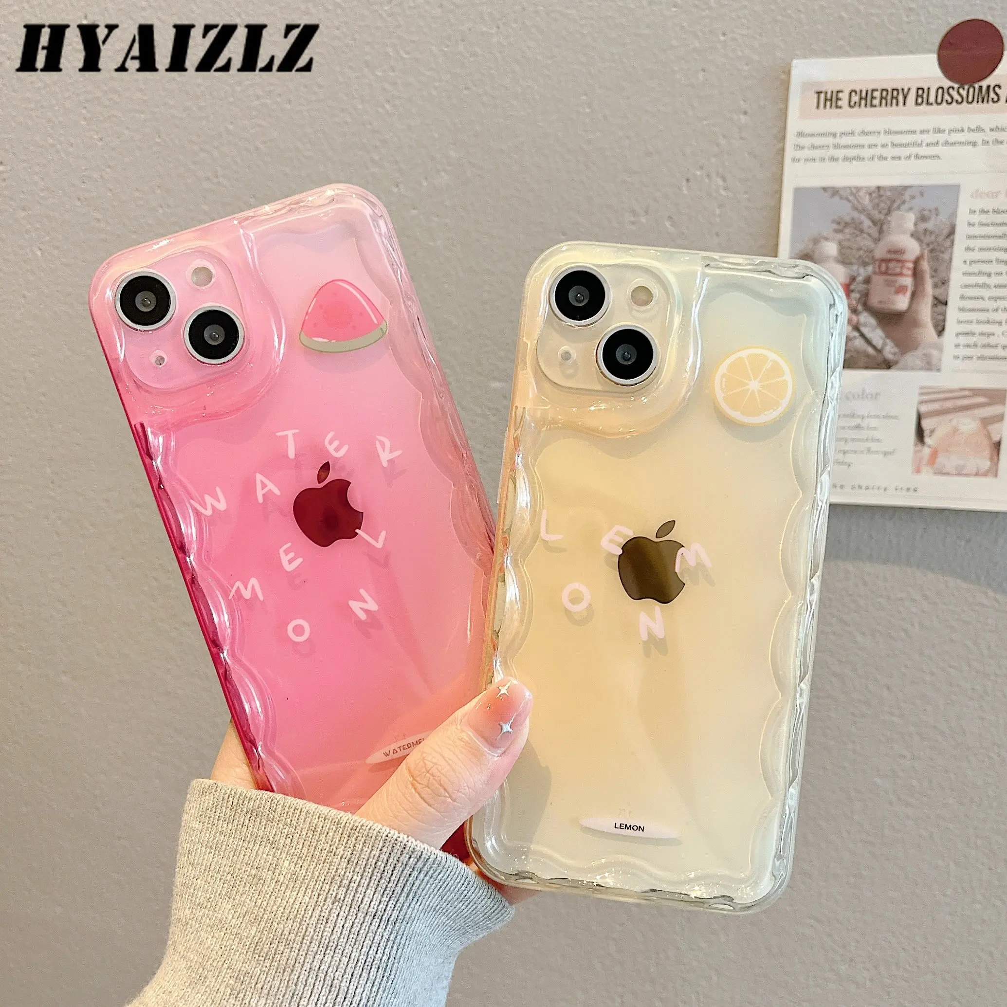 

Clear Case For iPhone 14 Plus 13 12 11 Pro Max Jelly Shell IMD Transparent Gradient Cute Fruit Phone Cover Soft Camera Protect