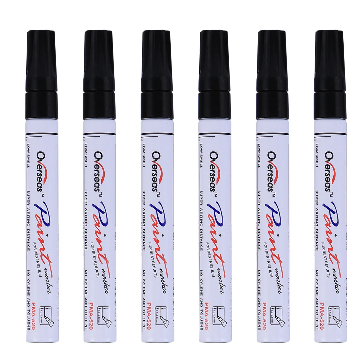 

6PCS Black Coat White Pens Car Scratching Repair Touch Up Marker Pen Concealing Tool (Black)