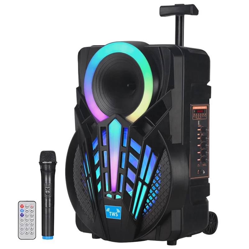 

8 Inch Peak Power 800W Karaoke Party Audio Outdoor Trolley Bluetooth Speaker Portable Wireless Column Subwoofer Stereo with Mic