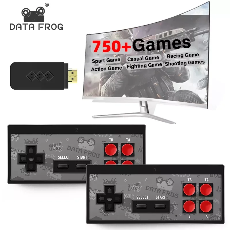 

Data Frog Y2 HD USB Wireless Handheld TV Video Game Consoles Build In 750 Games NES Dendy Game Console Portable Retro Game Stick