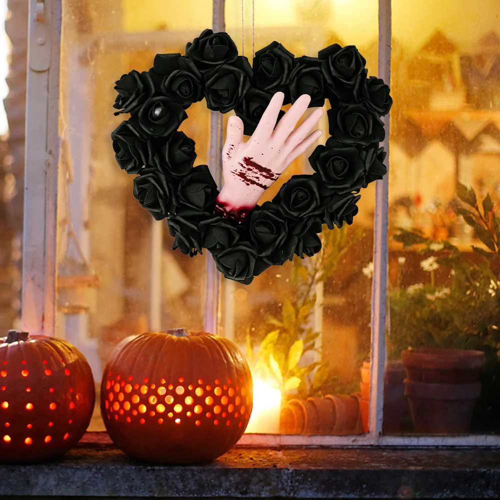

Halloween Decoration Bloody Hand Rattan Wreath Garland Horror Party Decoration Door Hanging Window Festive Atmosphere Pendant