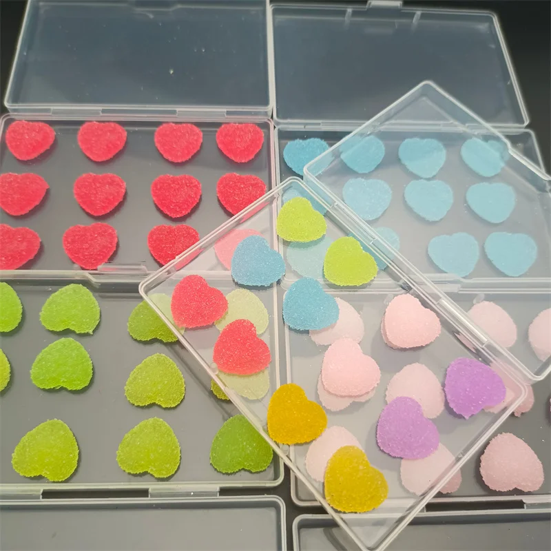 

12PCS/Box Sweet Heart Nail Art Charms Macaron Color Love Heart Shaped Nail Art Decorations Rhinestones DIY Gem Stones Manicure